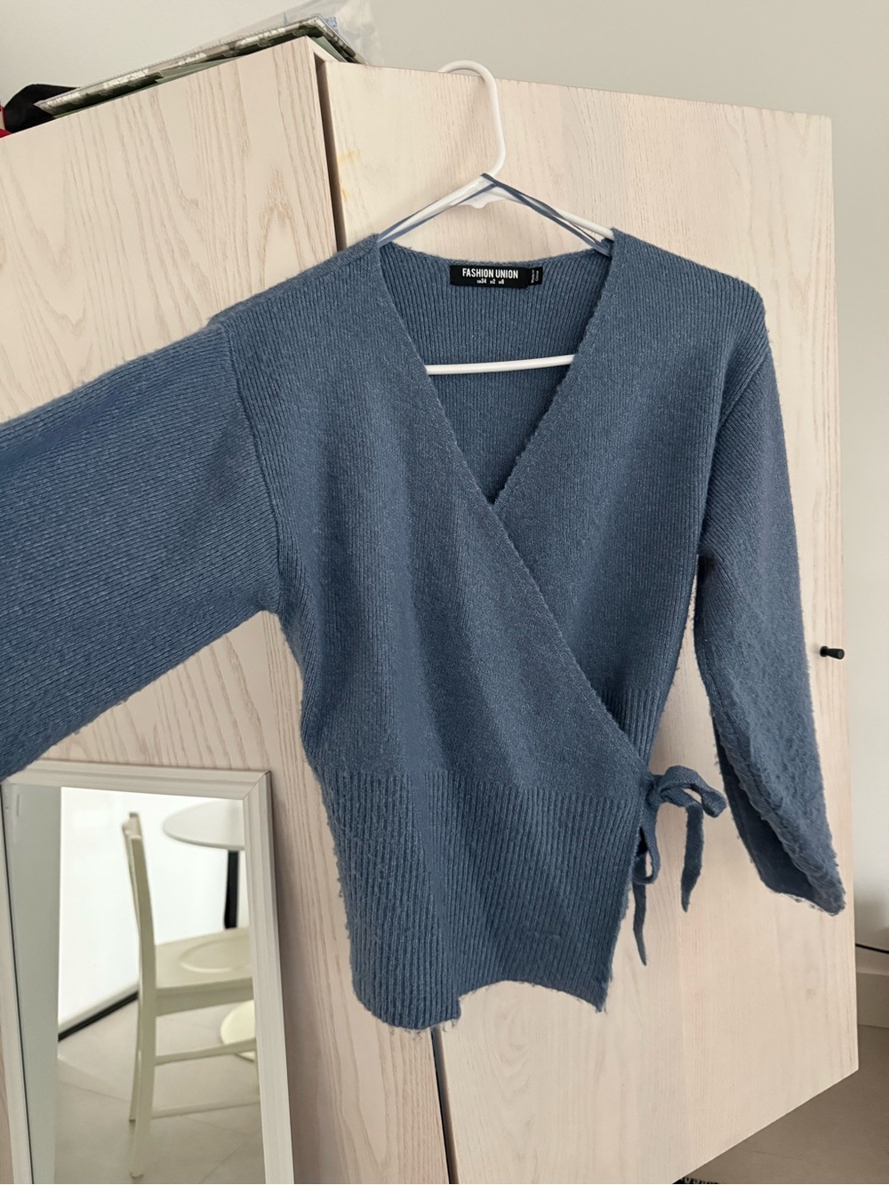 Fashion Union Dusty Blue Wrap Cardigan